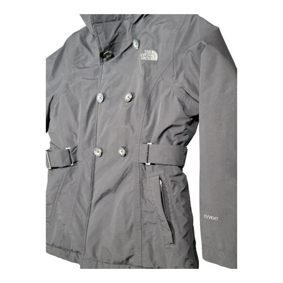 The North Face HyVent Coat Belted Insulated Jacket Girl's‎ Sz 10/12 Medium Black - Picture 7 of 15